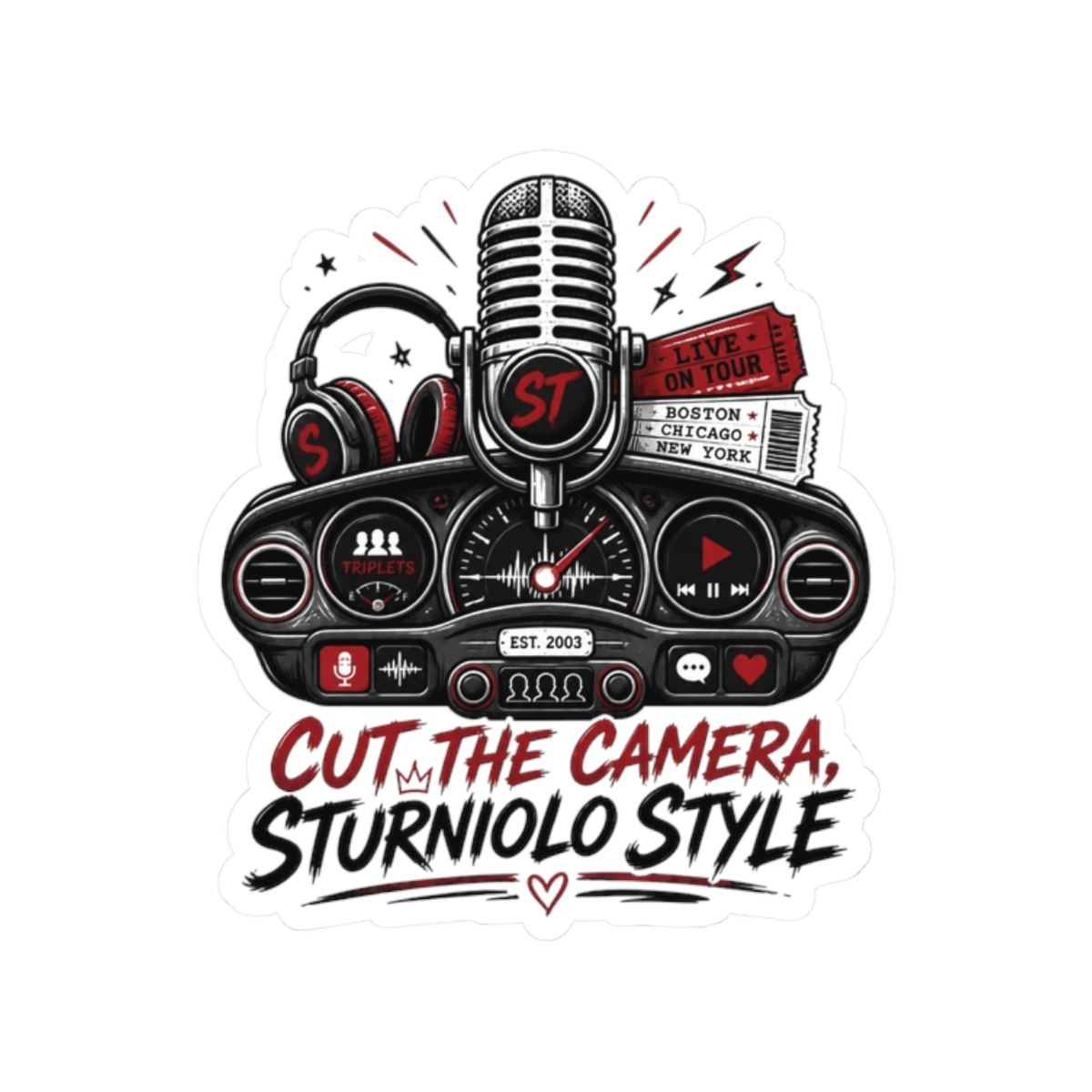 Sturniolo Triplets "Cut the Camera, Sturniolo Style" Sticker - Official stickers merchandise
