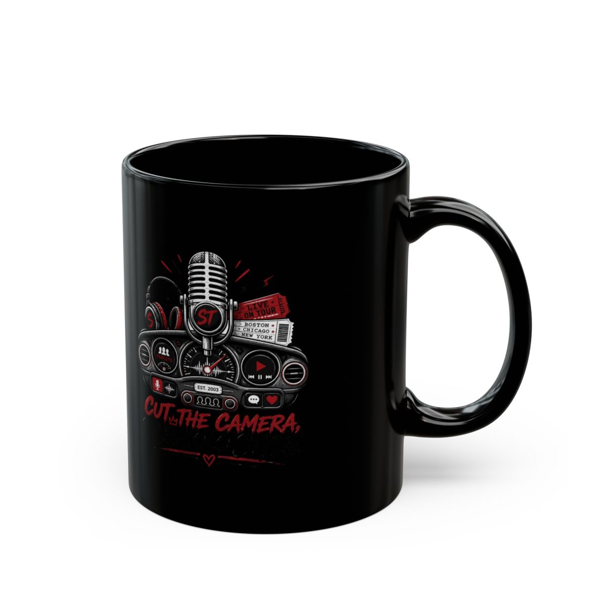 Sturniolo Triplets "Cut the Camera, Sturniolo Style" Black Mug - Official mugs merchandise