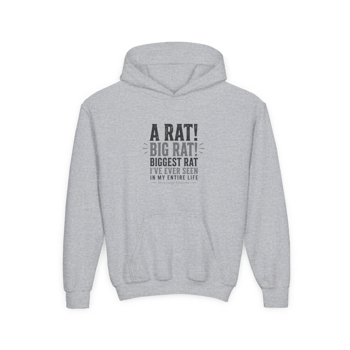 Sturniolo Triplets "A RAT! BIG RAT! BIGGEST RAT I" Kids Hoodie - alternate angle 2, merchandise